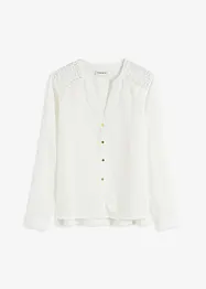 Kräppad blus med spets, bonprix