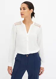 Kräppad blus med spets, bonprix