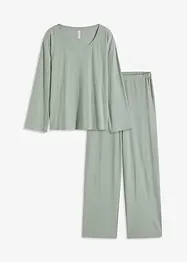 Pyjamas med vid byxa i viskos med stickad look, bonprix