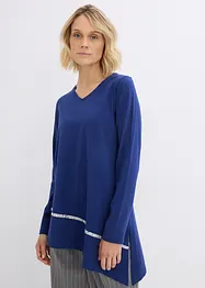 Longshirt med asymmetriskt snitt och glitter, bonprix