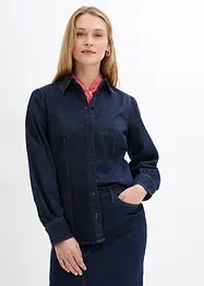 Jeansblus med ballongärmar, bonprix