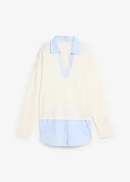 Finstickad tröja med blusinfällning, bonprix