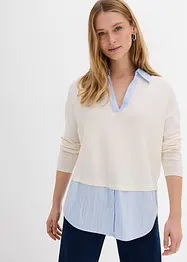 Finstickad tröja med blusinfällning, bonprix