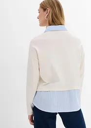 Finstickad tröja med blusinfällning, bonprix