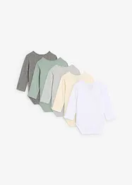 Långärmad babybody (5-pack), ekologisk bomull, bonprix
