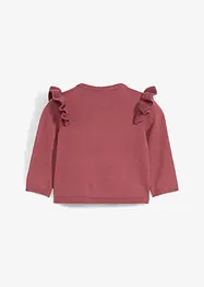 Finstickad cardigan med volanger, bonprix