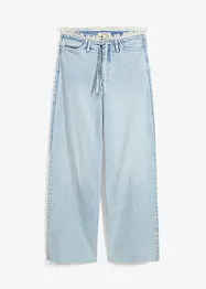 Wide Leg Jeans Mid Waist, med fransad midja, bonprix