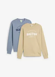 Sweatshirt av ren ekologisk bomull (2-pack), bonprix