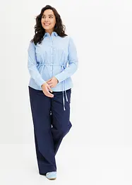 Randig blus med knytband, bonprix