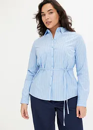 Randig blus med knytband, bonprix