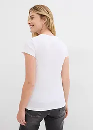Ribbstickad topp med korta ärmar och ekologisk bomull (2-pack), bonprix