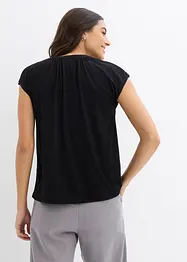 T-shirt av viskosmix med kort knappslå, bonprix