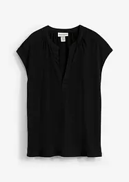 T-shirt av viskosmix med kort knappslå, bonprix