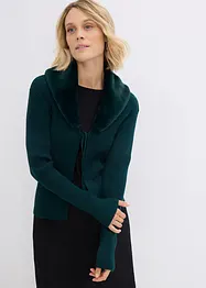 Cardigan med vävd päls, bonprix