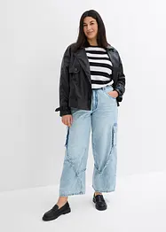 Kort trenchcoat i skinnimitation, bonprix