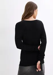 Ribbstickad topp, bonprix