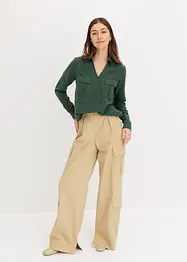 Skjortblus med  omlottlook, bonprix