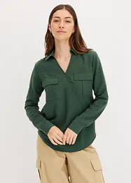 Skjortblus med  omlottlook, bonprix