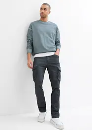 Cargobyxa med stretch och tvättade effekter, Straight, bonprix