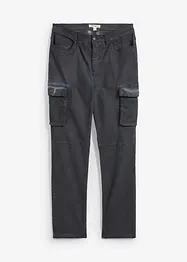 Cargobyxa med stretch och tvättade effekter, Straight, bonprix