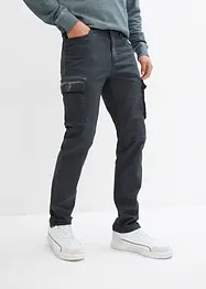 Cargobyxa med stretch och tvättade effekter, Straight, bonprix