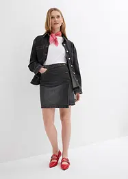 Jeanskjol med omlottlook, bonprix