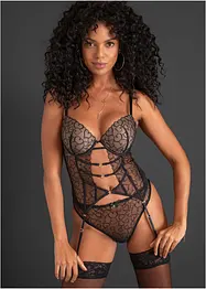 Korsettopp med bygel och fint broderi, bonprix