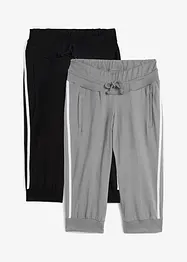 Bomullsjoggingbyxa i caprimodell (2-pack), bonprix