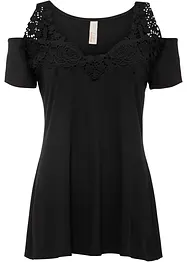Cold shoulder-topp med spets, bonprix