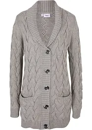 Cardigan med sjalkrage och flätstickning, bonprix