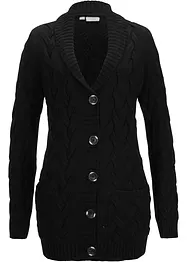 Cardigan med sjalkrage och flätstickning, bonprix