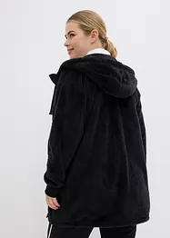 Lång, mysig fleecejacka med huva, bonprix