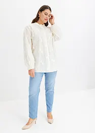 Lätt transparent blus med blomapplikation, bonprix