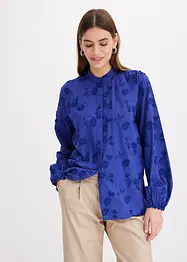 Lätt transparent blus med blomapplikation, bonprix