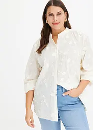 Lätt transparent blus med blomapplikation, bonprix