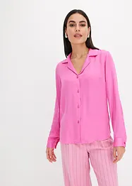 Satinblus av viskos med krage och slag, bonprix