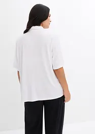 Pikétröja med axelvaddar i viskosmix, bonprix