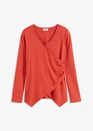 Ribbstickad topp med omlotteffekt, bonprix