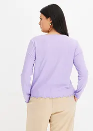 Ribbstickad topp med V-ringning, bonprix