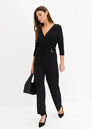 Jumpsuit med 3/4-ärmar och skärp, bonprix