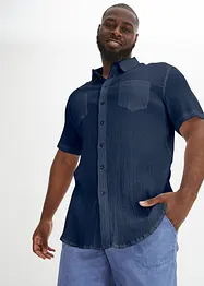Kortärmad skjorta med krinklad look i ren bomull, bonprix