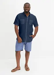 Kortärmad skjorta med krinklad look i ren bomull, bonprix