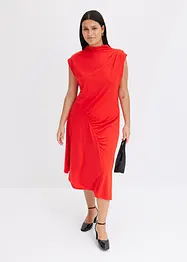 Midiklänning med drapering och asymmetrisk nederkant, bonprix