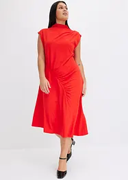 Midiklänning med drapering och asymmetrisk nederkant, bonprix