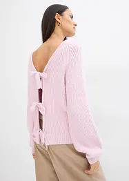 Grovstickad cardigan med knytband, bonprix