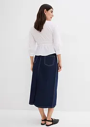 Mellanlång jeanskjol med medelhög midja, bonprix