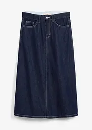 Mellanlång jeanskjol med medelhög midja, bonprix