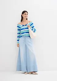Jeans med vida ben, medelhög midja och resårlinning, bonprix