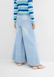 Jeans med vida ben, medelhög midja och resårlinning, bonprix