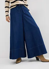 Jeans med vida ben, medelhög midja och resårlinning, bonprix